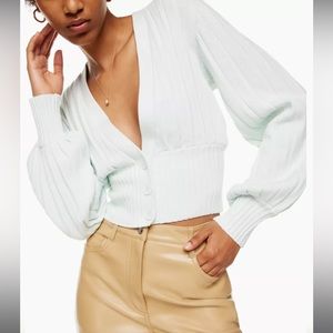 Aritzia plunge front wool V-neck cardigan (Size: XXS)